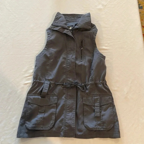 DEMOCRACY Gray Lyocell Lace Up‎ Back Full Zip Vest Small - Picture 3 of 5
